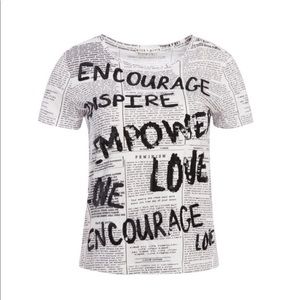 Alice+Olivia newspaper crew neck top